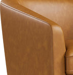 Swivel Barrel Accent Chairs Set of 2, Round Faux Leather Living Room Arm Chairs - Image 8