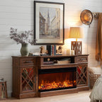 OKD 3-Sided Glass Farmhouse Fireplace TV Stand by OKD
