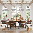 HNY Modern Dining Room Arm Chairs Set of 6, Retro Faux Leather Upholstered - Image 6