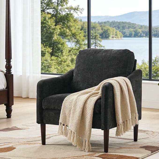 2PCS Mid Century Modern Accent Chair, Chenille Fabric Armchair - Image 4