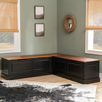 Linon Harris Black and Walnut Backless Kitchen Dining Nook - Image 3