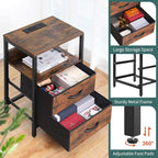 Yoobure Nightstand with Charging Station, Small Night Stand with Fabric Drawers - Image 7
