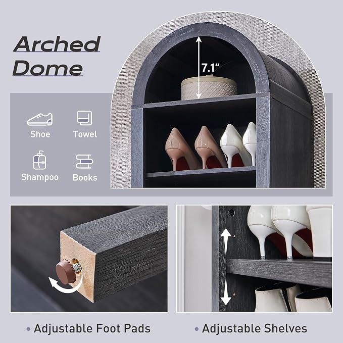 IFGET 71" Tall Arched Bookshelf, 8 Tiers Arch Bookcase - Image 3
