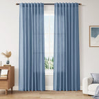 Stone Blue Linen Curtains 84 Inches Long by Nanspring