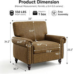 Nailhead Trim Accent Chairs Set of 2, Faux Leahter Mid Century Modern Living - Image 9