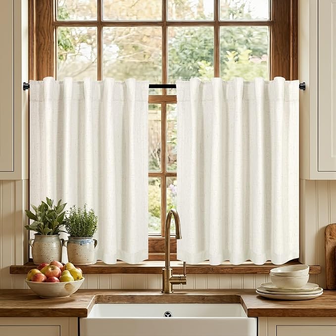 Pitalk Short Linen Blackout Curtains 24 Inch Length 2 Panels - Image 3