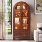 Vlsrka 71 Inch Arched Curio Cabinet - Image 9