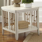 Pemberly Row Coastal Wood End Table, Knotted Rope End Panels, Planked Top - Image 8