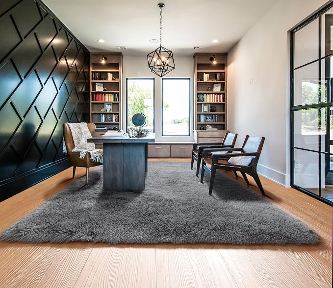 Grey Area Rugs 9x12 Living Room, Soft Plush Thick Shaggy Big Floor Carpet - Image 8