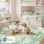 5x7 Area Rug for Living Room, Abstract Washable Non-Slip Rugs, Light Green | - Image 5