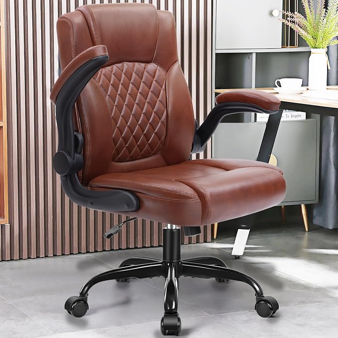 Leather Office Chair, PU Home Computer Desk Chairs - Image 2