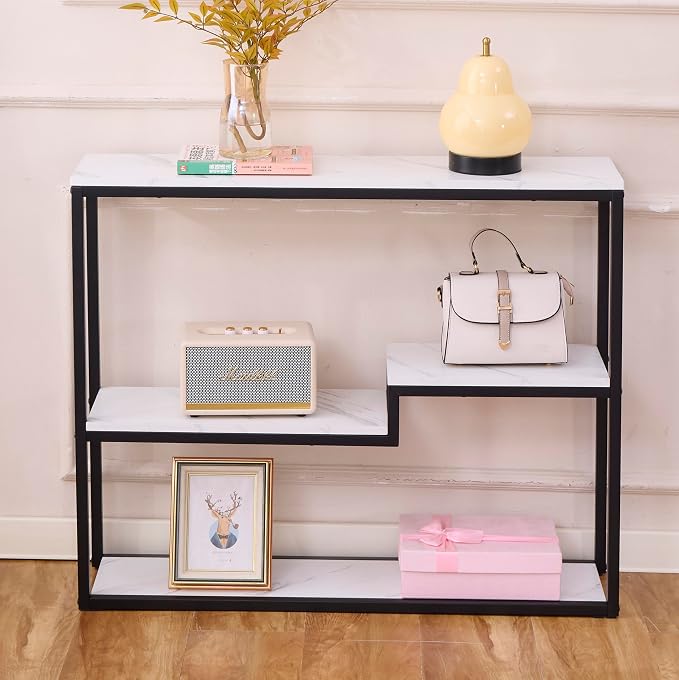 loglus Console Table for Entryway, Faux Marble MDF Sofa Table - Image 3