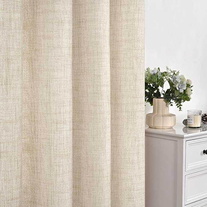 YoungsTex Linen Curtains 63 Inch Length 2 Panels Set Light Filtering | Bronze - Image 7