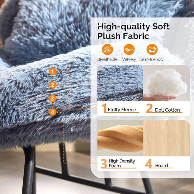 VINGLI 25.6" Extra Wide Criss Cross Nursery Rocking Chair, Cute Curved 115° - Image 5