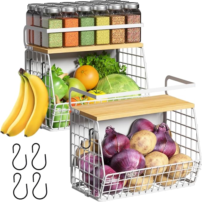 Magnetic Shelf for Fridge with Wood Lid, Fruit Potato and Onion Storage Bins by Ofiray-home