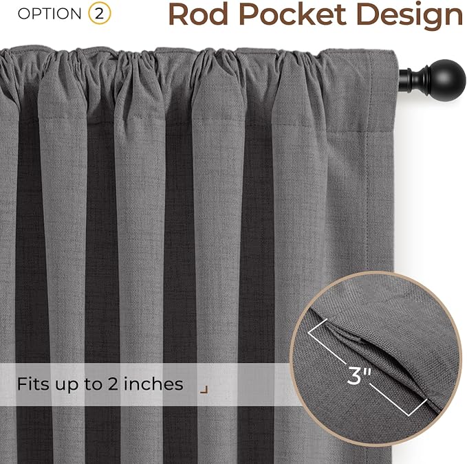 INOVADAY 100% Blackout Curtains 96 Inches Length 2 Panels Set, Back Tab/Rod - Image 4