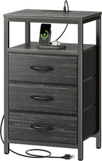 Huuger Nightstand with Charging Station, 27.6 Inch End Table Bedside Table with by Huuger