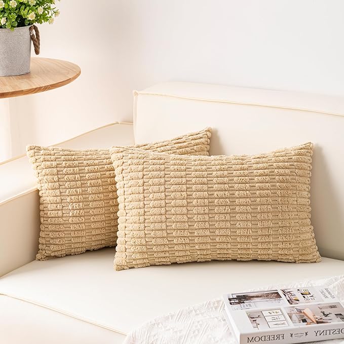 Aegero Pack of 2 Corduroy Decorative Throw Pillow Covers 12x20 Inch by Unknown