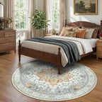 RELEANY Washable Area Rug, Round 7ft, Water Repellent, Pet Friendly, Vintage - Image 2