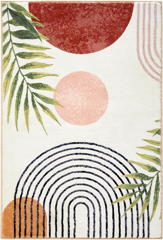 RoomTalks Boho Cute 3x5 Small Area Rugs Washable, Modern Abstract Geometric - Image 8