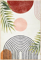 RoomTalks Mid Century Modern Washable Rug, Boho Cute Aesthetic 5x7 Area Rugs - Image 9
