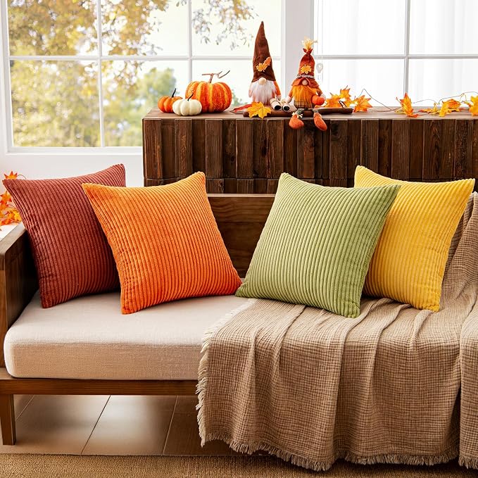 MIULEE Fall Decorative Throw Pillow Covers Yellow Orange Rust 18x18 | Set of 4 - Image 3