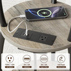 Round Side Table with Power Outlet & USB Ports, 3-Tier End Table with Storage - Image 7