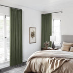 Olive Green Pinch Pleated Blackout Linen Bedroom Curtains 96 Inch Length | - Image 8
