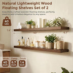 fuqing 40 Inch Floating Shelves | 6.7 Inch Deep Dark Wood Floating Shelves - Image 3