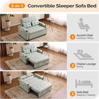 VINGLI Green Futon Sofa Bed Convertible Loveseat Sleeper Couch, Faux Leather - Image 4