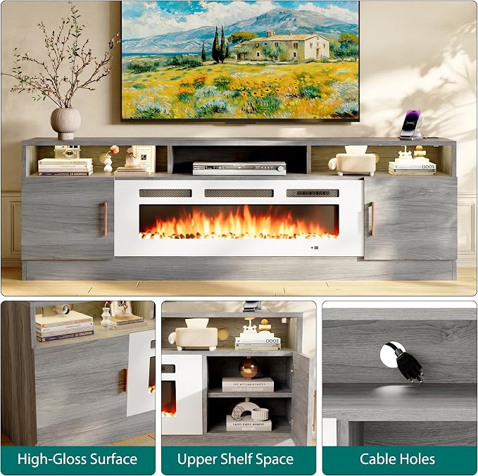 oneinmil 78" Fireplace TV Stand - Image 4