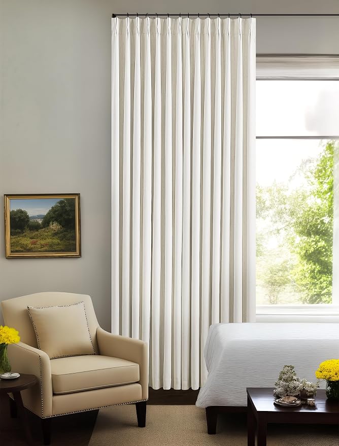 Natural Pinch Pleated Linen Blackout 105 Inch Curtains 2 Panels - Image 9