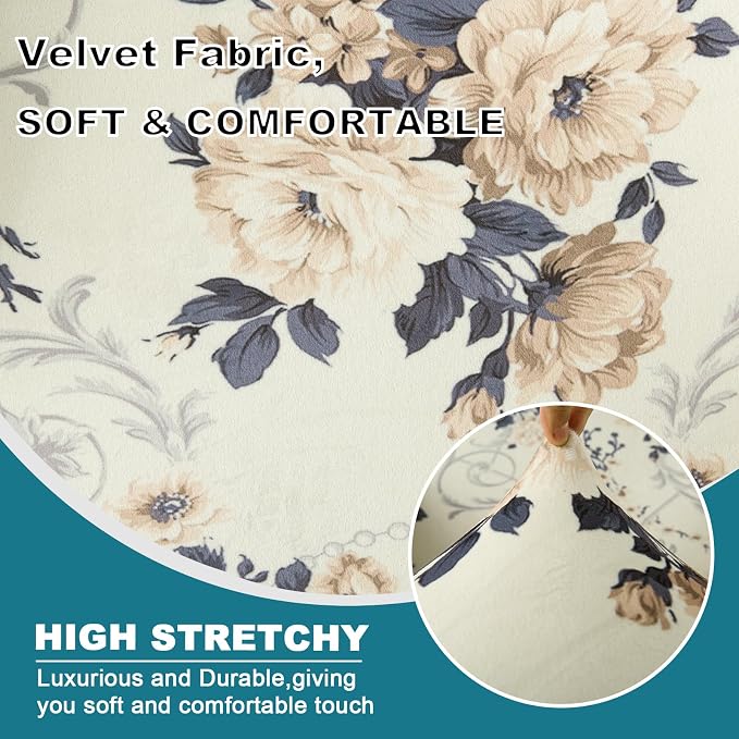 KRFOONN Velvet Wing Chair Slipcovers 2 Piece Stretch Printed Wingback Chair - Image 2