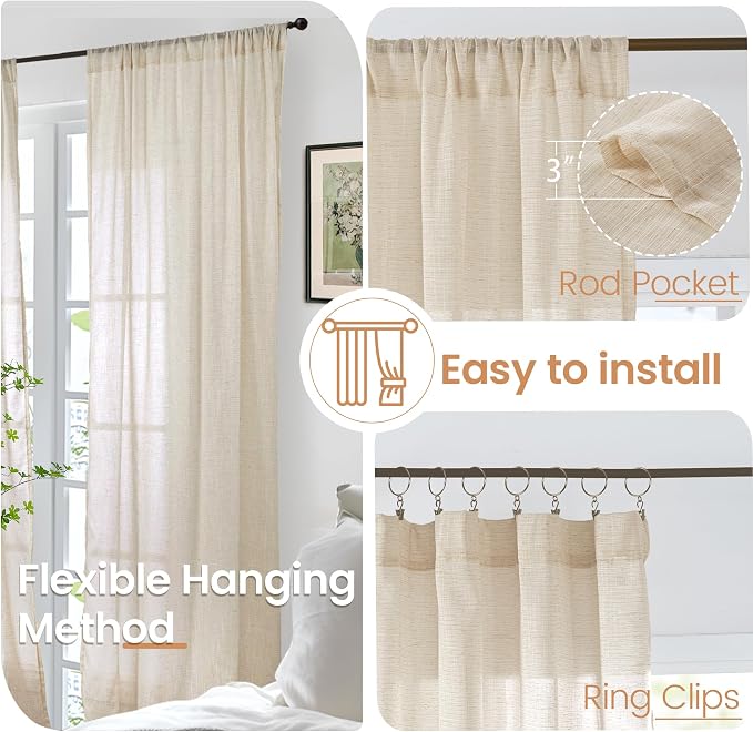 BGment Natural Linen Curtains 96 Inches Long - Image 5