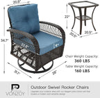 3 Pieces Patio Furniture Set, Outdoor Swivel Glider Rocker, Wicker Patio Bistro - Image 6
