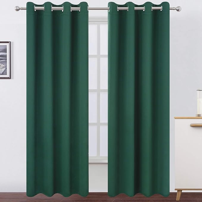 Blackout Curtains 66 x 95 inch/Dark Green Curtains Set of 2 Panels/Thermal by Lemomo