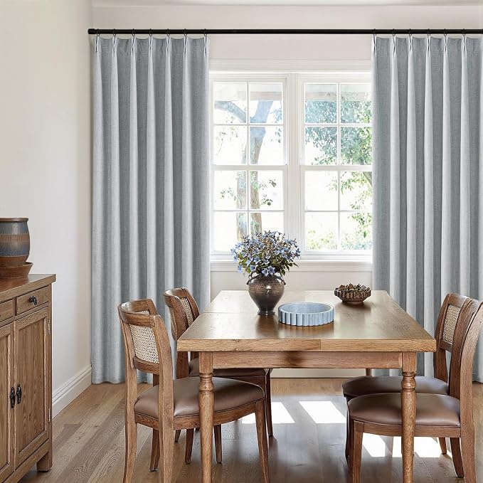 MIULEE Grayish Blue Pinch Pleated 100% Blackout Curtains 40x108 Inches | Room - Image 7