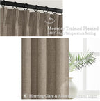Dark Flax Pleated Natural Linen 95 Inch Long Curtains 2 Panel Set - Image 4