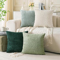 Set of 4 Sage Forest Green Decorative Throw Pillow Covers 20x20 Inch Corduroy by Cozoomy