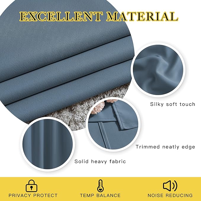 NICETOWN Smoky Blue Doorway Curtains 78 inches Long, Grommet Privacy Door - Image 3