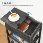 HOOBRO End Table with Charging Station, Narrow Side Table, Flip Top Nightstand - Image 7