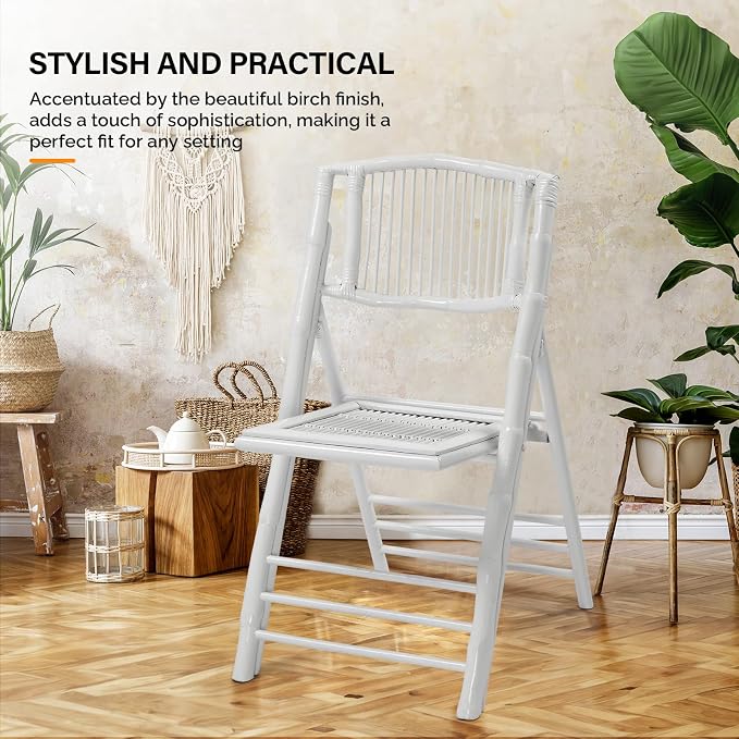 VINGLI Bamboo Folding Chair, Foldable Dining Wood Chairs Comfortable Seat - Image 5