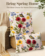 Embroidered Throw Pillow Cover 20x20 Inch, Retro Flower | Decorative Pillow - Image 5
