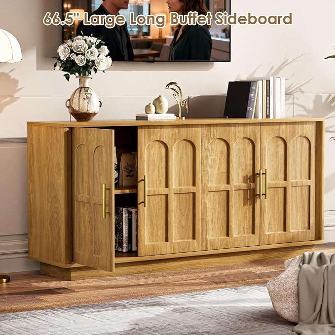 67'' Modern TV Stand for TVs up to 75'', Long Media Console - Image 7