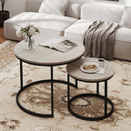 Otterease Nesting Tables Set of 2, Round Coffee Table, Small Nesting Coffee by Otterease