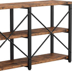 IRONCK Bookshelf Double Wide 47 in 3-Tier, Industrial Bookcases, Wood and Metal - Image 6