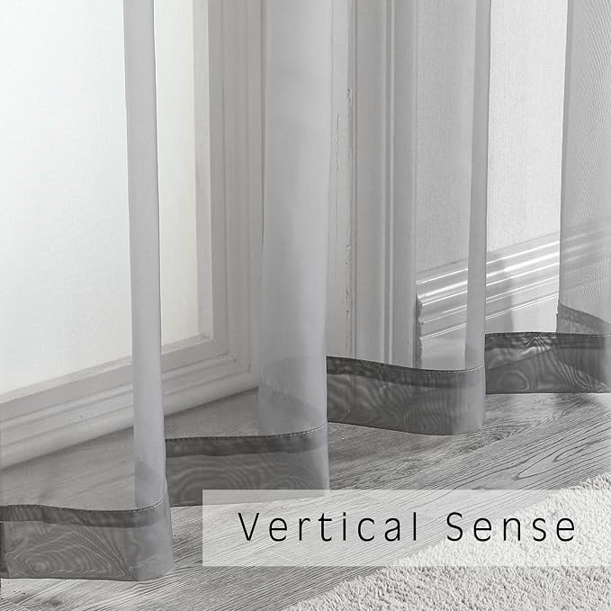 Grey Sheer Curtains 24 Inches Long 2 Panels - Image 3