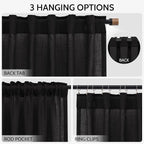 Vintage Black Linen Curtains 102 Inches Long - Image 2