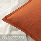 MIULEE Decorative Linen Euro Sham Pillow Covers 26x26 Burnt Orange | Boho - Image 2