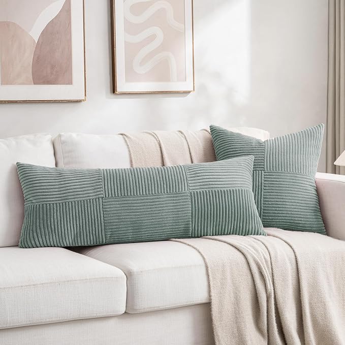 Fancy Homi 2 Packs Grey Blue Decorative Throw Pillow Covers 20x20 Inch - Image 6